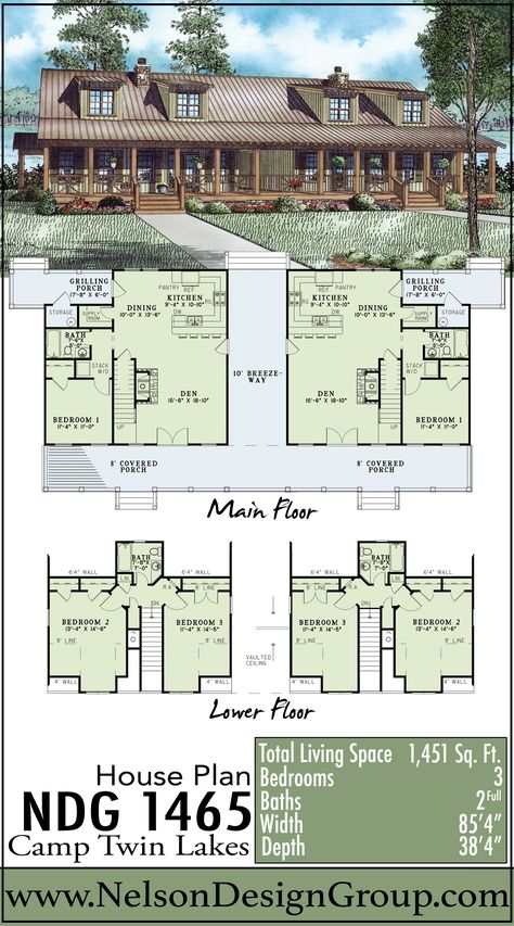 #houses #house #homes #home #houseplans #homeplans #houseplan #homeplan #lowcountry #countryhomeplans #rustic #southernhomeplans #rustichomeplans Twinhome House Plans, 40x30 Barndominium Floor Plans, Twin House Design, Raised House Plans, House Plans With Courtyard, Multi Family House Plans, Courtyard Modern, Perfect House Plan, Multigenerational House