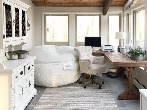 Home Office Bean Bag Chair, Lovesac Supersac Spaces, Love Sac Bean Bag, Living Room Bean Bag Ideas, Bean Bag Bedroom Ideas, Lovesac Bean Bag, Bean Bag Office, Rv Diy, House Spa