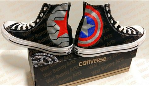 Painted Shoes Converse, Captain America Shoes, Hand Painted Converse, Customized Converse, Marvel Shoes, Marvel Jewelry, Painted Converse, Nike Heels, Diy Sneakers