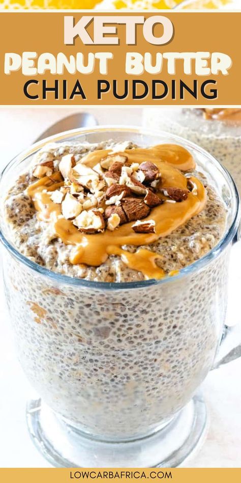 Keto Chia Seed Recipes, Peanut Butter Chia Pudding, Pudding Recept, Chia Pudding Recipes Healthy, Overnight Chia Pudding, Keto Chia Pudding, Chia Recipe, Keto Peanut Butter, Chia Seed Recipes