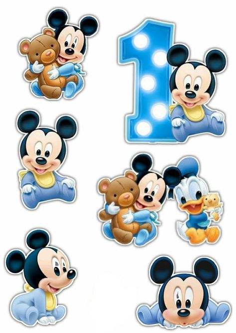 Baby Shower Mickey Bebe, Mickey Baby Birthday, Baby Mickey Mouse 1st Birthday, Baby Mickey Cake, Baby Mickey Mouse Cake, Bolo Do Mickey Mouse, Vom Avea Un Copil, Γενέθλια Mickey Mouse, Mickey Mouse Cake Topper