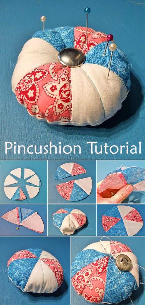 Mini Tuffet Pincushion Pattern Free, How To Make A Pincushion, Pin Coushin Pattern, Pincushions To Make, Diy Pin Cushion Tutorial, Pin Cushion Ideas, Pincushion Diy, Pincushion Patterns, Diy Pincushion