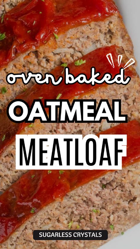 Looking for the best meatloaf recipe with oatmeal? This hearty and healthy option uses oatmeal for a nutritious twist. No breadcrumbs needed for this flavorful dish! A must-try for those seeking an easy, delicious, and low sodium meatloaf with oatmeal recipe that delivers every time. Low Sodium Thanksgiving Recipes, Meatloaf Recipes With Oatmeal, Low Sodium Meatloaf, Moist Meatloaf Recipes, Recipe With Oatmeal, Meatloaf Oatmeal Recipe, Oatmeal Dinner, Meatloaf With Oatmeal, The Best Meatloaf Recipe