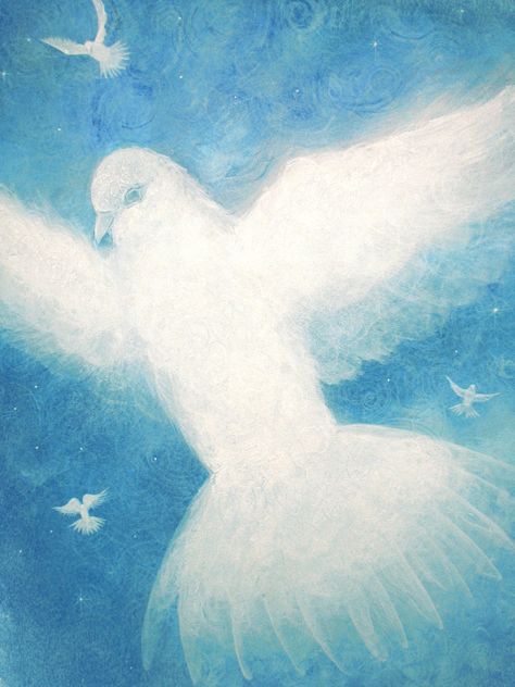 This painting captures ethereal doves bringing the message of peace and hope. A perfect image for many occasions and is very popular for the winter holidays and Christmas. The Dove's spirit flies onward to reach us, to soothe our fears and hurts, and remind us that peace is here, now, within us. My prints are standard sizes, making it easy to find mats and frames at any art supply or frame shop.  Art print are available as:      5 by 7 inches matted in a 8 by 10 mat.      8 by 10 inches unmatted Dove Painting, Christmas Note Cards, Artist Card, White Dove, Peace Dove, White Doves, Holiday Greeting Cards, Winter Solstice, Sacred Art