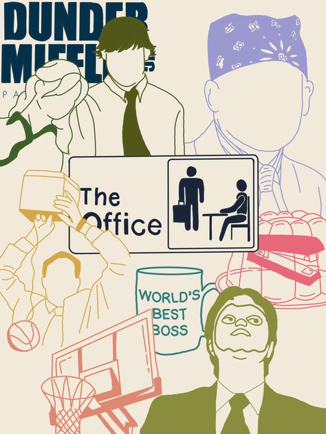 #Theoffice #fanart #theofficeart #theofficedrawing #office #collage The Office Posters Aesthetic, The Office Senior Parking Spot, The Office Poster Prints, The Office Artwork, The Office Poster Tv Show, Ted Mosby Wallpaper, The Office Asthetics, The Office Paintings, The Office Wallpaper Aesthetic