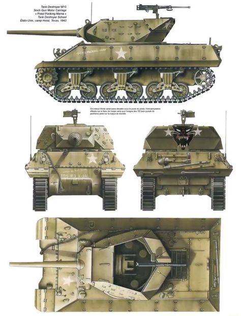 oficialmente 3-inch Gun Motor Carriage M10 fue un cazacarros de diseño estadounidense. Después de la entrada de Estados Unidos en la SGM y la formación de la Tank Destroyer Force, se necesitaba un vehículo adecuado para equipar a los nuevos batallones. Tras varios modelos objetados por fallos de diseño, en noviembre de 1941 el Ejército solicitó un vehículo con un cañón en una torreta. M10 Tank Destroyer, Army Usa, American Tank, Tank Armor, Sherman Tank, Tank Destroyer, Military Armor, Armoured Vehicles, Ww2 Tanks