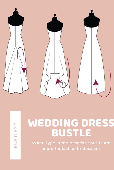 Types Of Dress Bustle, Bustle Wedding Dress Styles A Line, Bustle Types Wedding Dress, Bustle Styles Wedding Dress, Bustle For A Line Wedding Dress, Wedding Gown Bustle Types, A Line Wedding Dress Bustle, Types Of Wedding Dress Bustles, Wedding Bustle Types