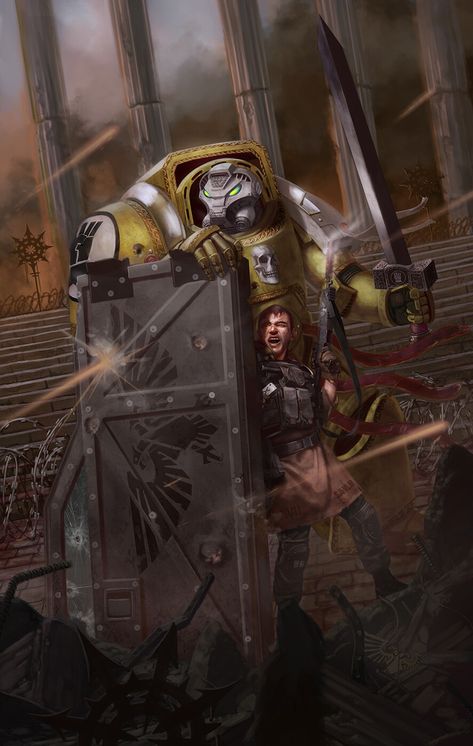 Imperial Fist and Chem Dog Revamp by Matthew McEntire 40k Space Marine Art, Warhammer 40k Terminator, 40k Terminator, Warhammer 40k Imperial Guard, Grimdark 40k, Warhammer 40k Space Marine, Space Marine Art, Warhammer Imperial Guard, Imperial Fists