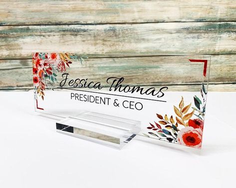 Personalized Desk Name Plate Plaque Sound Wave Gift by Artswave Acrylic Desk Name Plate, Office Name Plate Ideas, Door Name Plates, Personalized Desk Name Plate, Gifts For Your Boss, Name Plate Design, Personalized Name Plates, Salon Signs, Personalized Desk