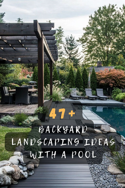 Discover the ultimate escape with 47 backyard landscaping ideas featuring pools that transport you to paradise. Featuring serene water features and cozy seating areas, these designs captivate. Click to explore these dreamy landscapes and make your backyard an oasis of relaxation! 🌿🏊‍♂️ #UltimateEscape #BackyardBliss #PoolParadise #SereneSpaces #GardenInspo #LandscapingDesign #OasisVibes Backyards With Pools, Creative Landscaping, Outdoor Pool Area, Backyard Landscaping Ideas, Cozy Seating, Dreamy Landscapes, Pool Ideas, Backyards, Pool Area