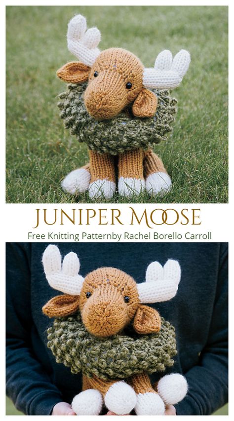 Cow Knit Pattern, Knitting Stuffed Animals Patterns, Knit Moose Pattern, Cute Knitting Ideas Animals, Free Knitting Pattern For Beginners, Knitted Animal Patterns Free, Knitting Patterns Free Stuffed Animals, Knitting Pattern Stuffed Animal, Knitting Animals For Beginners