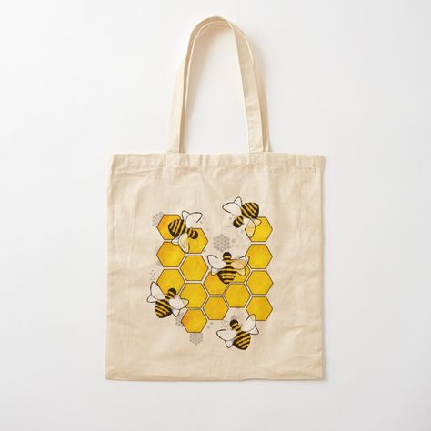 Tote Bag Decorating Ideas, Bees And Honeycomb, Cute Wholesome, Cloth Painting, Flowers Everywhere, Bright Sunny Day, Bee Fabric, Painted Tote, Bee Inspired