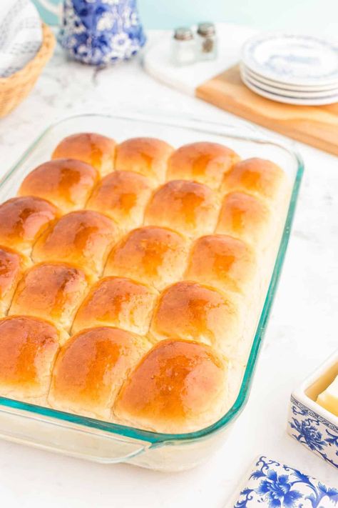 Sourdough Dinner Rolls come out amazingly fluffy, tender, and lightly sweet while still holding onto that slight sourdough tang that you love! This recipe only requires 30 minutes of hands-on time! Sourdough Dinner, Sourdough Dinner Rolls, Sourdough Rolls, Yeast Rolls, Sweet Dough, Dinner Rolls Recipe, Sourdough Discard, Sweet Roll, Glass Baking Dish