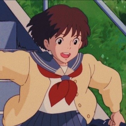 anime | studio ghibli | whisper of the heart | shizuku tsukishima | aesthetic icons Tsukishima Aesthetic, Whisper Of The Heart Shizuku, Ghibli Whisper Of The Heart, Shizuku Tsukishima, Anime Studio Ghibli, Whisper Of The Heart, Anime Studio, Heart Banner, Studio Ghibli Movies