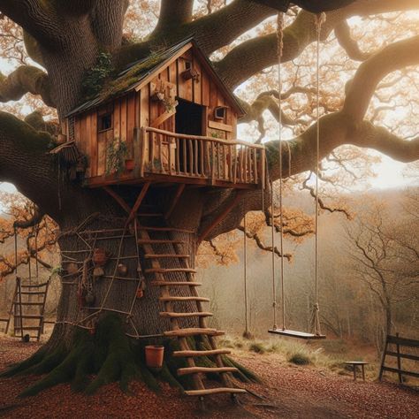 Treehouse dream 🍁 Made with AI #ai #aiinterior #aiart #aiartcommunity #digitalart #yard #backyard #yardlife #garden #gardenlover #gardendesign #rusticdecor #treehouse #treehouselife Tiny Log Cabin Homes, Backyard Tree House Aesthetic, Forest Tree House Aesthetic, Old Treehouse Aesthetic, Fantasy Treehouse Interior Art, Giant Tree House Fantasy Art, Tiny Log Cabin, Tree House Interior, Simple Tree House