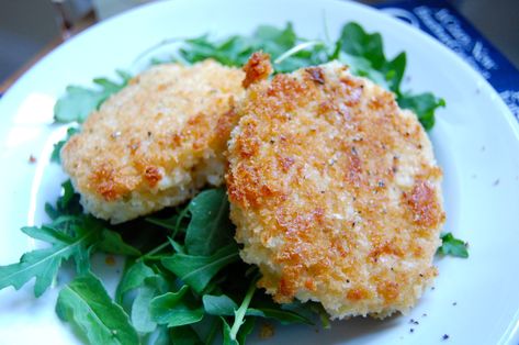 Gruyere Risotto, Risotto Cakes, Creamy Risotto, How To Make Risotto, Pork Cutlet, Pork Cutlets, Lemon Vinaigrette, Panko Bread Crumbs, Fried Pork