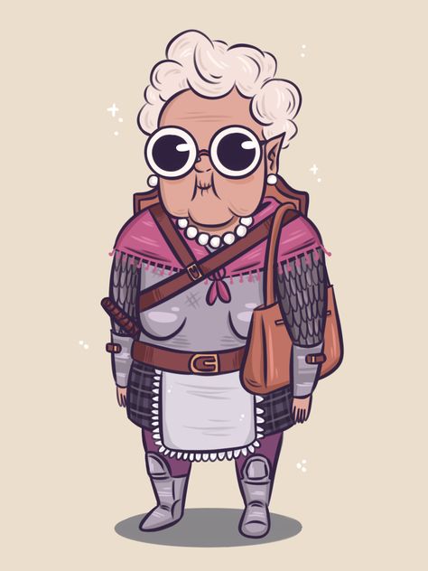 Sweet Old Lady Character Design, Dnd Grandma, Old Halfling, Old Dnd Character, Grandma Character Design, D&d Cleric, Old Lady Character Design, Halfling Dnd, Granny Game