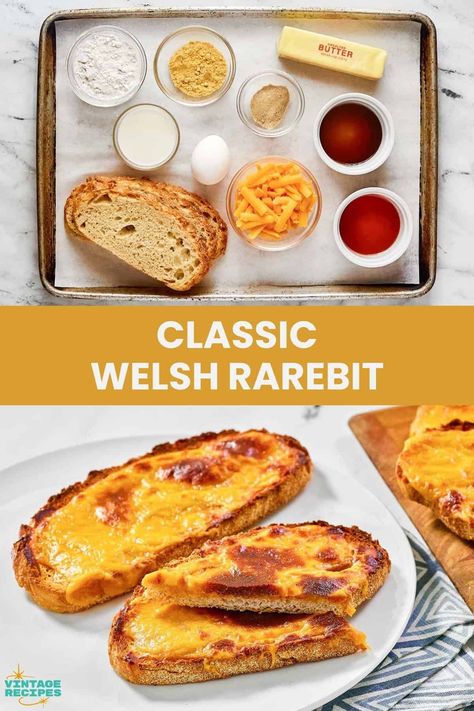 Relive simpler times with Welsh Rarebit! A cherished classic, this heartwarming dish is toast covered with a creamy cheese sauce and broiled to perfection. Every bite offers a delightful mix of comforting flavors. Traditional Welsh Rarebit is a staple for many and a reminiscent treat for others. Get the easy recipe and find out how to make the best Welsh Rarebit for lunch or dinner. Traditional Welsh Recipes, Welsh Rarebit Recipe Traditional, English Dinner Recipes, Welsh Rarebit Recipe, Rarebit Recipe, Welsh Food, Welsh Rabbit, Welsh Rarebit, Creamy Cheese Sauce