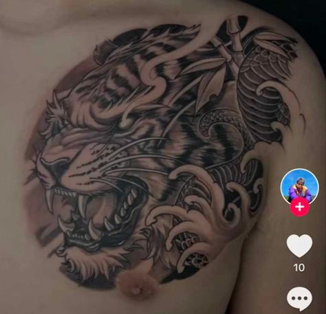 Japanese Tiger Chest Tattoo, Japanese Tiger Tattoo, Japanese Tiger, Tattoo Board, Tiger Tattoo, Chest Tattoo, Tattoo On, Tattoo Ideas, Audio