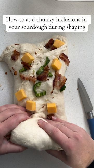 Amanda Hansen | Sourdough for Beginners on Instagram: "Bacon makes everything better, am I right? (Sorry vegan friends 😅). This loaf was delicious! Sorry, I didn’t get a crumb shot because this was for my families early Thanksgiving and my dad took the loaf home. 😂 What are some of your favorite flavor combos you’ve made? Drop them below or tag me in stories.👇🏻😘 I would love to share your creations! . . . #sourdoughdough #sourdoughinclusions #jalapenocheddarsourdough #sourdoughforbeginners #sourdoughmentor #sourdoughschool #sourdough #sourdoughbread #sourdoughbaking #sourdoughlibrarian #sourdoughstarter" Bacon Sourdough Bread, Jalapeño Bacon Cheddar Sourdough, Meals That Go With Sourdough Bread, Sourdough Vegan Recipes, Bacon Cheddar Sourdough Bread, Sourdough Loaf Inclusions, Sourdough Lady Fingers, What To Make With Sourdough Bread, Stuffed Sourdough Bread