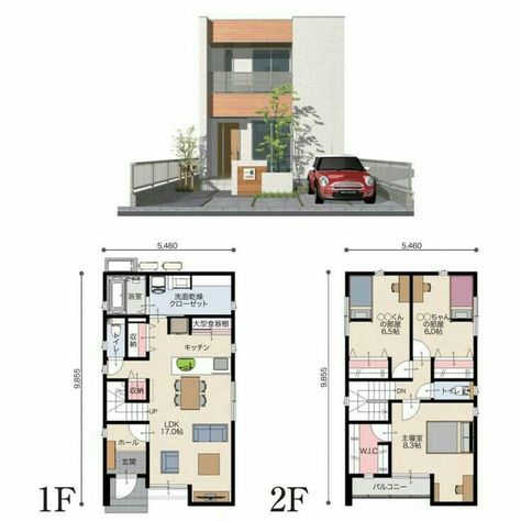 Small House Japan, Japanese House Floor Plans, Japan House Design, Japanese Modern House, Narrow House Designs, Falling Waters, Asian House, Narrow House Plans, Small House Layout