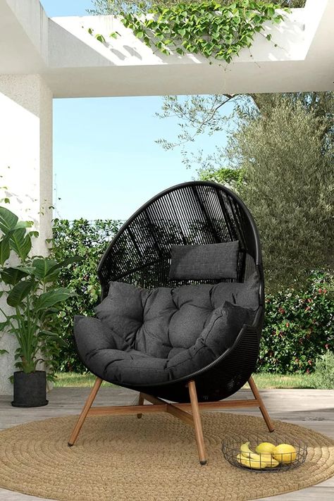 Standing Egg Chair, Black Egg Chair, Egg Chairs, Bedroom Dark, Grey Patio, Basket Chair, Hanging Egg Chair, Loungers Chair, Egg Basket