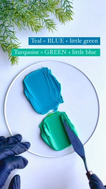 Teal Color Mixing, How To Mix Teal Color, Turquoise Blue Color Combinations, How To Make Teal Color, Cake Color Combinations, Cake Colour Mixing Chart, How To Make Teal Paint, Cake Colour Painting, Colour Mixing Chart Color Combinations