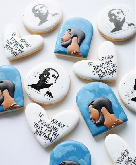 Drake Bday Party, Drake Birthday Party Theme, Drake Party Theme, Drake Themed Birthday Party, Drake Cookies, Rapper Birthday Cake, Drake Birthday Cake, Drake Party, Drake Birthday Party