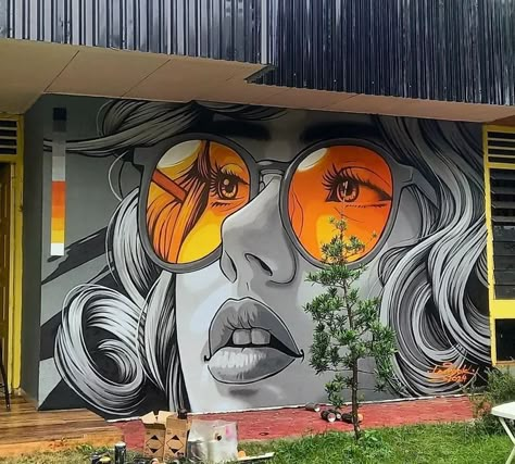 Your Street Art Utopia | By @bang.lambok in Medan, Indonesia. | Facebook Miami Vibes, Town Art, Installation Street Art, Mural Art Design, Street Art Utopia, Wall Street Art, Best Graffiti, Wall Painting Art, Street Mural