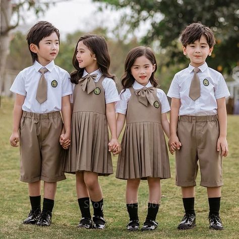 Korean Kindergarten Uniform, Preschool Uniform, Korean Uniform School, White Lace Maternity Dress, Toddler School Uniforms, Newborn Costume, Girl Uniform, Uniform Ideas, School Uniform Kids