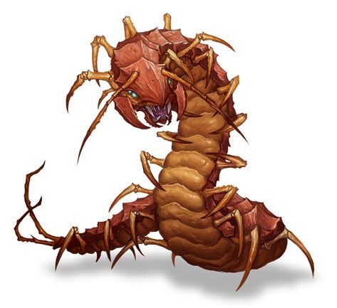 Titan Centipede - Monsters - Archives of Nethys: Pathfinder 2nd Edition Database Giant Centipede Dnd, Centipede Reference, Bug Monster Concept Art, Centipede Drawing, Animal Creatures, Centipedes, Arte Doodle, Animal Templates, Monster Drawing