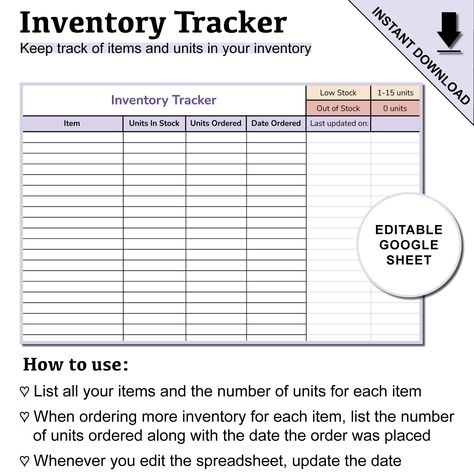 Product Inventory Spreadsheet, Printable Timetable, Small Business Printables, Inventory Spreadsheet, Ninja Design, Inventory Tracker, Inventory Storage, Google Spreadsheet, Business Printables