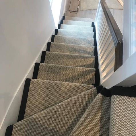 Ace Carpet Edging | A wide stair runner with black tape bound to the edges by our expert team @ACECARPETEDGING. We were grateful to our customer for providing… | Instagram Wide Stair Runner, Dark Carpet On Stairs, Runner On Stairs With Landing, Staircase Carpet, Stairs Carpet, Stairs Edge, Hallway Stairs, Cream Carpet, House Move