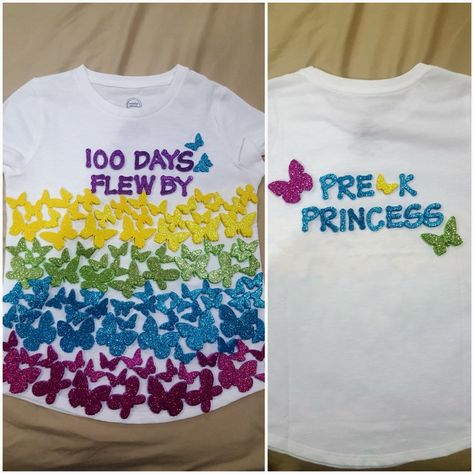 100 Days of School Tshirt  Foamies purchased at Hobby Lobby, I like to add something cute on the back of my kids shirts! "100 Days FLEW By" 100 Days Of School Tshirt, 100 Day Shirt Ideas, 100days Of School Shirt, 100 Días De Clases, 100th Day Of School Crafts, 100 Day Of School Project, Kindergarten Projects, 100 Days Of School Shirt, 100 Day Celebration