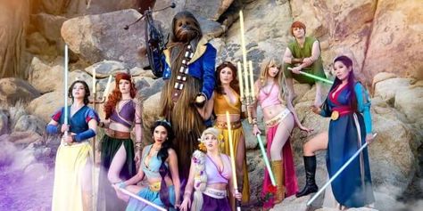 PHOTOS: These Jedi Princesses are the ultimate cosplay squad goal | Inside the Magic Jedi Princess, Jedi Cosplay, Disney Princess Cosplay, Princess Cosplay, Star Wars Costumes, Disney Cosplay, Run Disney, Halloween 2018, Amazing Cosplay