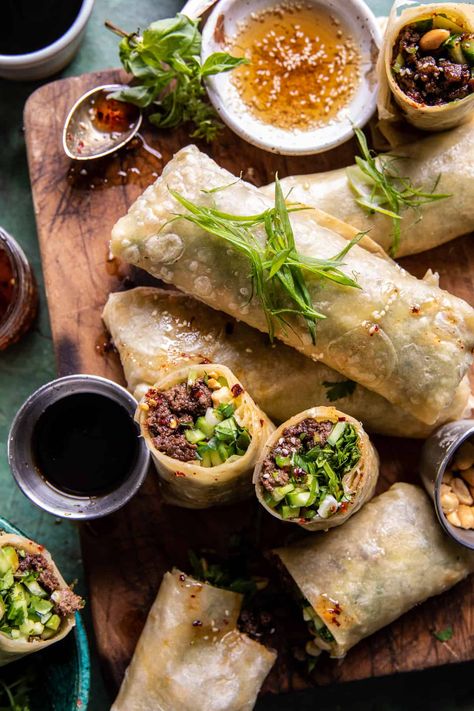 Thai Basil Beef Rolls, Basil Beef, Thai Basil Beef, Beef Rolls, Thai Beef Salad, Half Baked Harvest Recipes, Beef Wraps, Thai Beef, Beef Roll