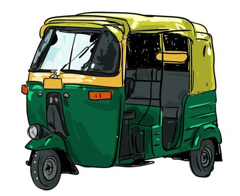 Rickshaw Vector Illustration Thailand Sticker, Places In Thailand, Wheeled Cart, Photo Clipart, Tuk Tuk, Diy Journal Books, Truck Art, Cat Artwork, Indian Art Paintings