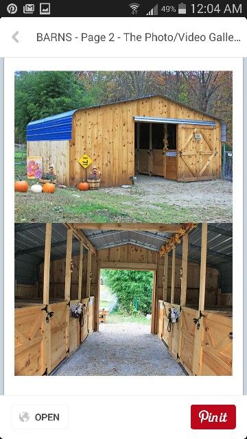 Easy Horse Shelter, Easy Horse Stalls Diy, Small Barn Layout, Small Livestock Barn, Multi Animal Barn Layout, Barn Layout Multi Animal, Mini Cow Barn, Carport Barn Ideas, Cow Barn Ideas