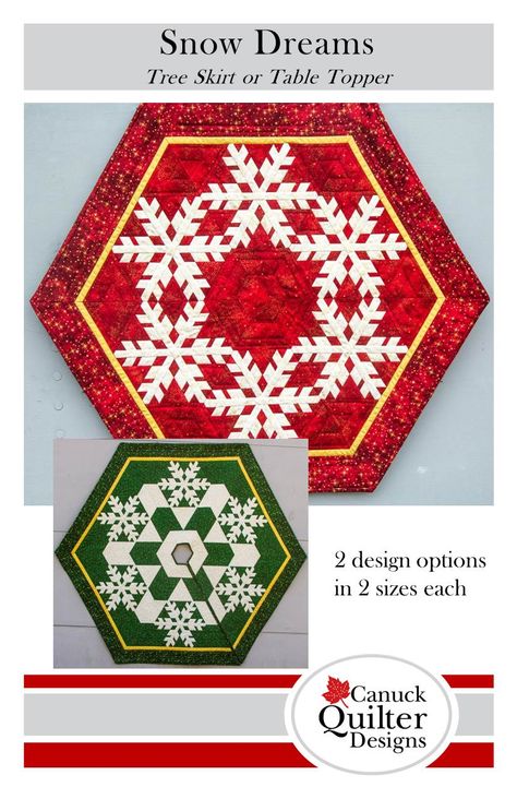 Christmas Tree Skirts Patterns, Snowflake Quilt, Tree Skirt Pattern, Table Topper Patterns, Quilted Table Toppers, Winter Quilts, Foundation Piecing, Quilt Block Pattern, Modern Quilt Patterns