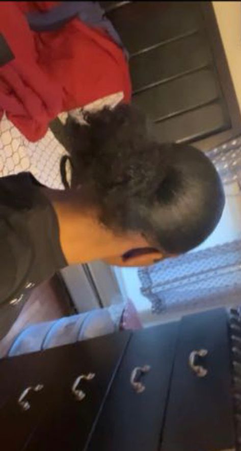 no part slick back bun 3c/4a hair black girl Slick Back 4c, No Part Slick Back Bun, No Part Slick Back, Middle Part Slick Back, 3c 4a Hair, Slick Back Bun, 4a Hair, Quick Natural Hair Styles, Girls Natural Hairstyles