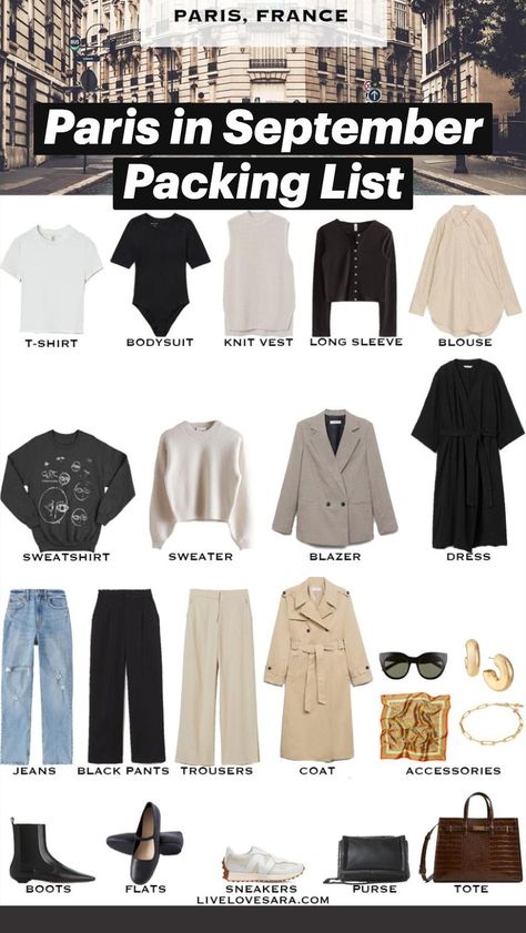 France Outfits September, Paris Packing List September, London Vacation Outfits Fall, What To Wear London September, Paris Outfit Ideas September, Paris Weekend Trip Outfits, What To Wear In Europe In September, Nice France Outfits Fall, Paris Outfit September