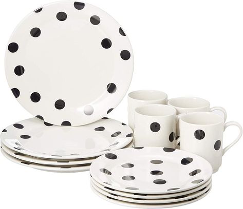 KATE SPADE Deco Dot 12-Piece Dinnerware Set, 18.3 LB, White #homedecor #walldecorations #decorinspo #bedroomdecor #bedroominspo #kitcheninspo #kitchenware #kitchendesign ad Kitchen Dinnerware, Gifts For My Wife, China Patterns, White Brand, Dinnerware Set, Dinnerware Sets, Modern Materials, Kate Spade New York, Serveware