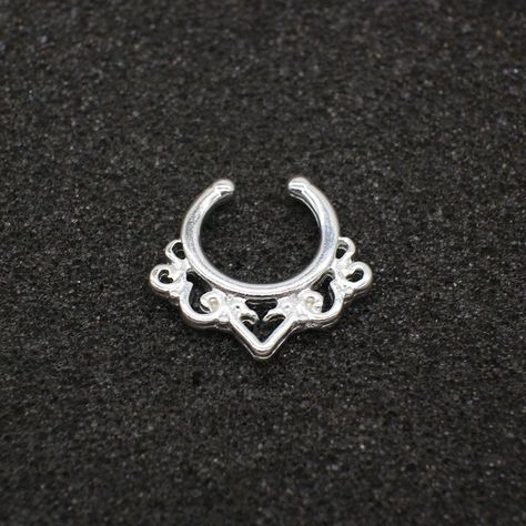 Our Beya Faux Septum, now available in Silver! To get yours go to the link in our bio 👆. . . . . . #darkstormstore #goth #gothic #alternative #grunge #dark #alt #nugoth #pastelgoth #occult #darkstyle #gothicjewelry #gothicjewellery #gothjewelry #gothjewellery #nugothjewellery #nugothjewelery #gothfashion #gothstyle #gothgoth #grungefashion #septum ring #fauxseptum #septum Faux Septum Piercing, Piercing Clip, Faux Septum, Nose Septum, Fake Nose Rings, Industrial Jewelry, Fake Nose, Titanium Jewelry