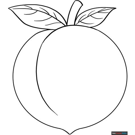 Free Peach Coloring Page for Kids Fruit Coloring Pages Free Printable, Peach Fruit Drawing, Peach Coloring Page, Fruit Coloring, Easy Drawing Guides, Free Printable Coloring Sheets, Fruit Coloring Pages, Drawing Guides, Kids Print