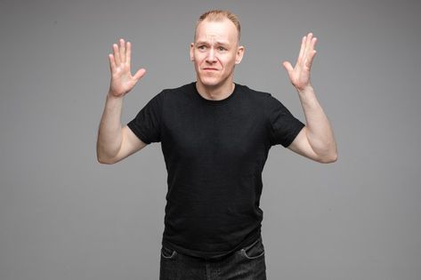 Man In Black, Hands In The Air, Black Shirts, Grey Background, Gray Background, Free Photo, Free Photos, Black Men, Black Shirt