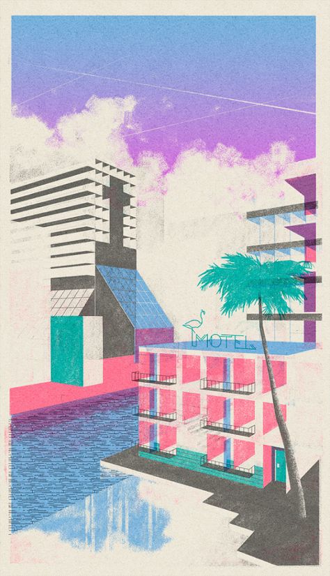 Leonie Bos | PICDIT Comics Illustration, Music Beats, Gig Poster, New Retro Wave, 캐릭터 드로잉, Architecture Illustration, Dutch Artists, Architecture Drawing, Grafik Design