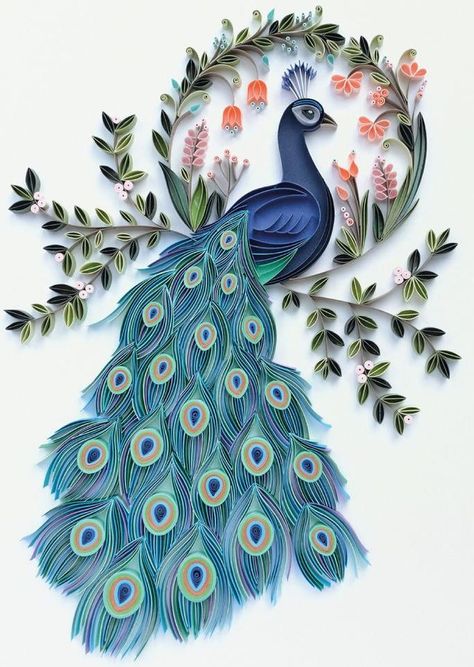 peacock design, Peacock Quilling, Diy Quilling Crafts, Quilling Flower Designs, Arte Quilling, Quilling Animals, Paper Quilling For Beginners, Acrylic Art Projects, Peacock Wall Art, Quilling Work