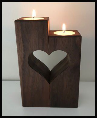 Picture of Heart Candle Holder Tre Kunst, Heart Candle Holder, Unity Candle Sets, Heart Candle, Diy Candle Holders, Diy Holz, Wooden Candle Holders, Unity Candle, Wood Candle Holders