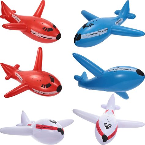 PRICES MAY VARY. Jumbo dimension: each inflatable airplane measures approx. 20 inches in diameter, with vibrant color and giant size, can easily attract children's attention and favor, light in weight and can be easily grasped by most children over 12 years old What's included: here are 6 pieces of aircraft inflates in red, blue and white colors, each color accounts for 2 pieces, enough for your children to play and share with their partners Good for party decoration: our plane inflated toys are Airplane Theme, Airplane Birthday Party, Airplane Party, Valentine Photography, Toys For Kids, Party Card, Birthday Party Supplies, Shower Party, Baby Shower Parties