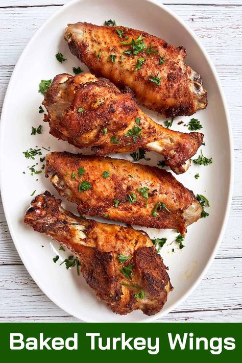 How To Cook Turkey Wings, Baked Turkey Wings Oven Recipe, Bbq Turkey Wings, Turkey Wings Recipe Baked, Turkey Wing Recipes Baked, Crispy Baked Turkey Wings, Roasted Turkey Wings, Easy Baked Turkey, Bake Turkey Wings Recipe